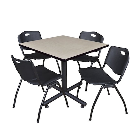 Kobe Kobe Square Table & Chair Set, Wood, Metal, Plastic Top, Maple TKB4242PL47BK